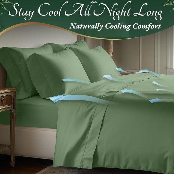 5- NIB Bamboo Sheets KingSize 6 pcs-Ultra Soft & Luxuriously Cooling, 17" Deep - Picture 4 of 8
